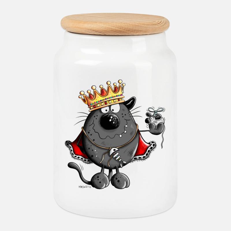 Katzen King - Keksdose mit Holzdeckel - Weiß