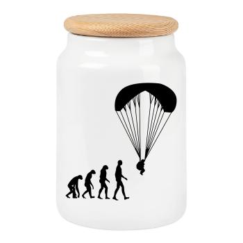 Gleitschirmfliegen / Gleitschirm / Paragliding / - Keksdose mit Holzdeckel - Weiß - Vorne