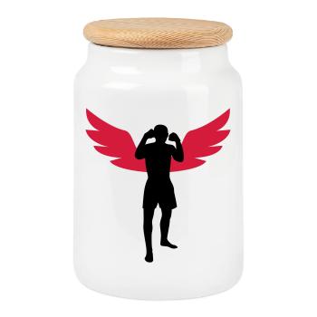 Kickboxen / Kickboxing / Kickboxer / Kick Boxing - Keksdose mit Holzdeckel - Weiß - Vorne