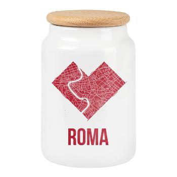 Roma - Boîte à biscuits avec couvercle en bois - blanc - Devant