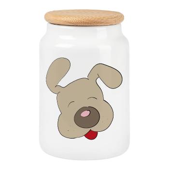 Hund - Keksdose mit Holzdeckel - Weiß - Vorne