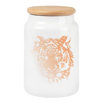 tiger illustration tiere raubkatze symbol icon - Keksdose mit Holzdeckel - Weiß - Vorne