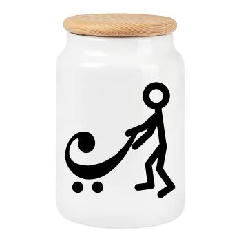 Joueur de basse avec un nouveau bébé - Boîte à biscuits avec couvercle en bois - blanc - Devant