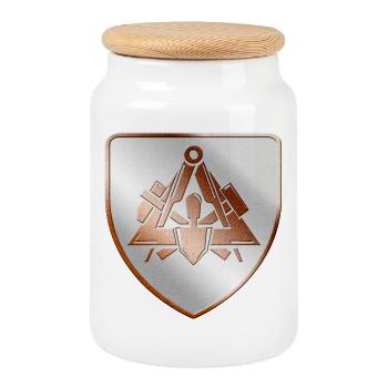Maurer coat of arms shield in 3D - Cookie Jar with Wooden Lid - white - Front