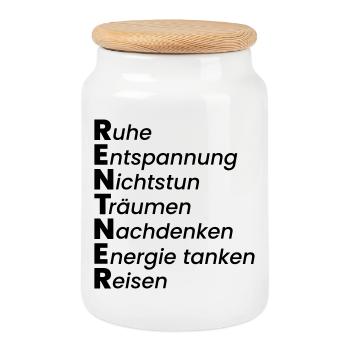 Rentner - Keksdose mit Holzdeckel - Weiß - Vorne