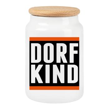 village kind village town love land dorfi sticker - Cookie Jar with Wooden Lid - white - Front