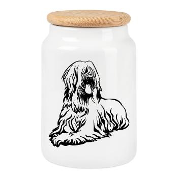 Briard - Boîte à biscuits avec couvercle en bois - blanc - Devant