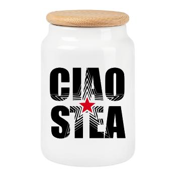 Ciao Stea - Hello Star - Cookie Jar with Wooden Lid - white - Front
