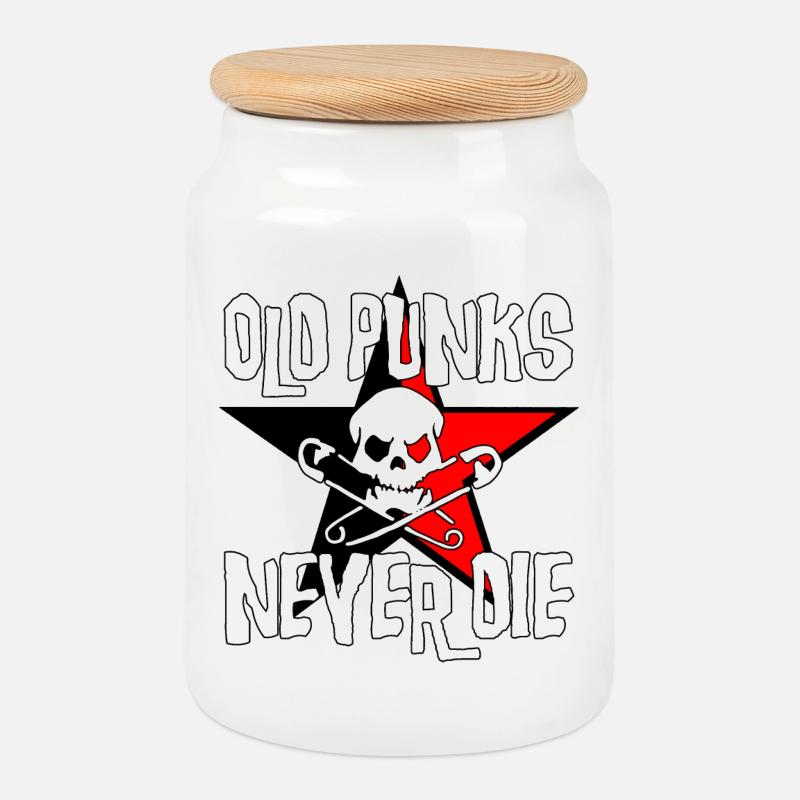 Old Punks Never Die - Keksdose mit Holzdeckel - Weiß