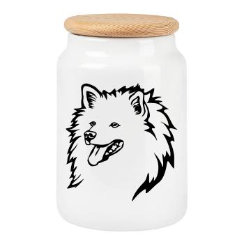 Spitz Kopf - Keksdose mit Holzdeckel - Weiß - Vorne