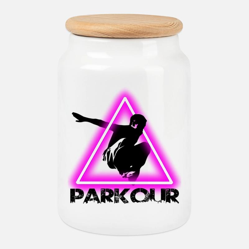 Parkour - Keksdose mit Holzdeckel - Weiß