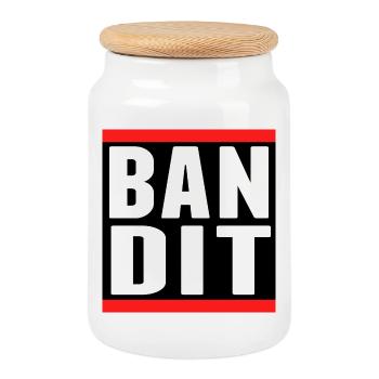 bandit dieb crime criminal aufkleber hooligan gang - Keksdose mit Holzdeckel - Weiß - Vorne