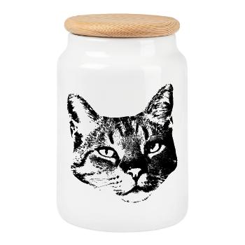 Katze Kätzchen Katzenshirt Geschenk - Keksdose mit Holzdeckel - Weiß - Vorne