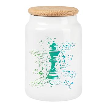 King Chess Symbol Colors Blast Club Logo - Cookie Jar with Wooden Lid - white - Front