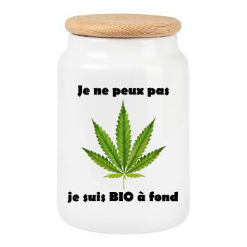 Feuille de cannabis stylisée pour vêtements - Boîte à biscuits avec couvercle en bois - blanc - Devant