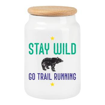Stay Wild – Go Trail Running - Cookie Jar with Wooden Lid - white - Front