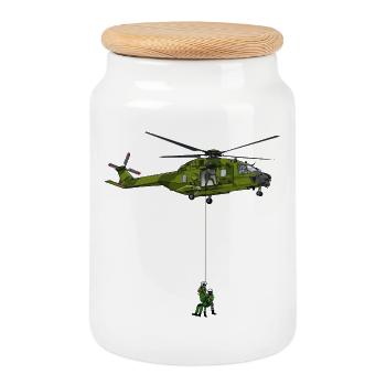 Helicopters in action - Cookie Jar with Wooden Lid - white - Front