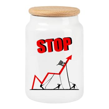 Inflation Food Prices - Cookie Jar with Wooden Lid - white - Front