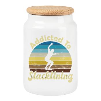 Slackline Slacken Slacklining - Cookie Jar with Wooden Lid - white - Front