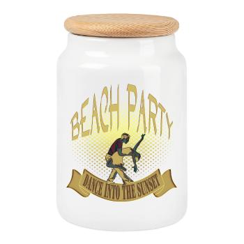 beach party dance into the sunset - Keksdose mit Holzdeckel - Weiß - Vorne