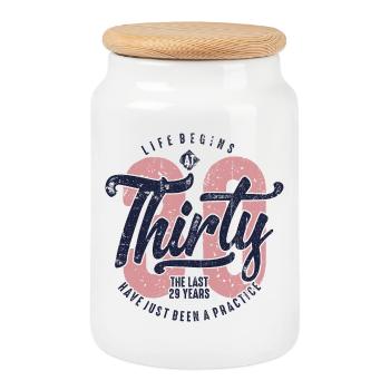 Thirty: Life Begins at 30 - Cookie Jar with Wooden Lid - white - Front