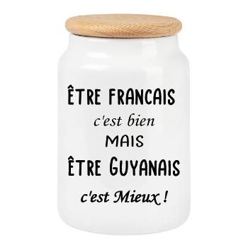 Etre Guyanais c est mieux - Boîte à biscuits avec couvercle en bois - blanc - Devant