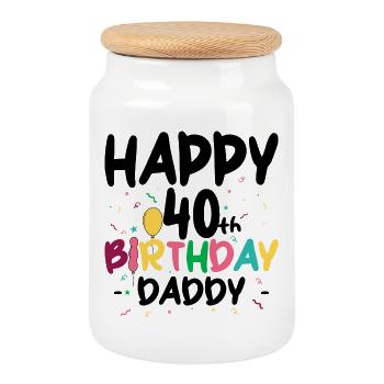 Colorful Birthday Letters - Cookie Jar with Wooden Lid - white - Front