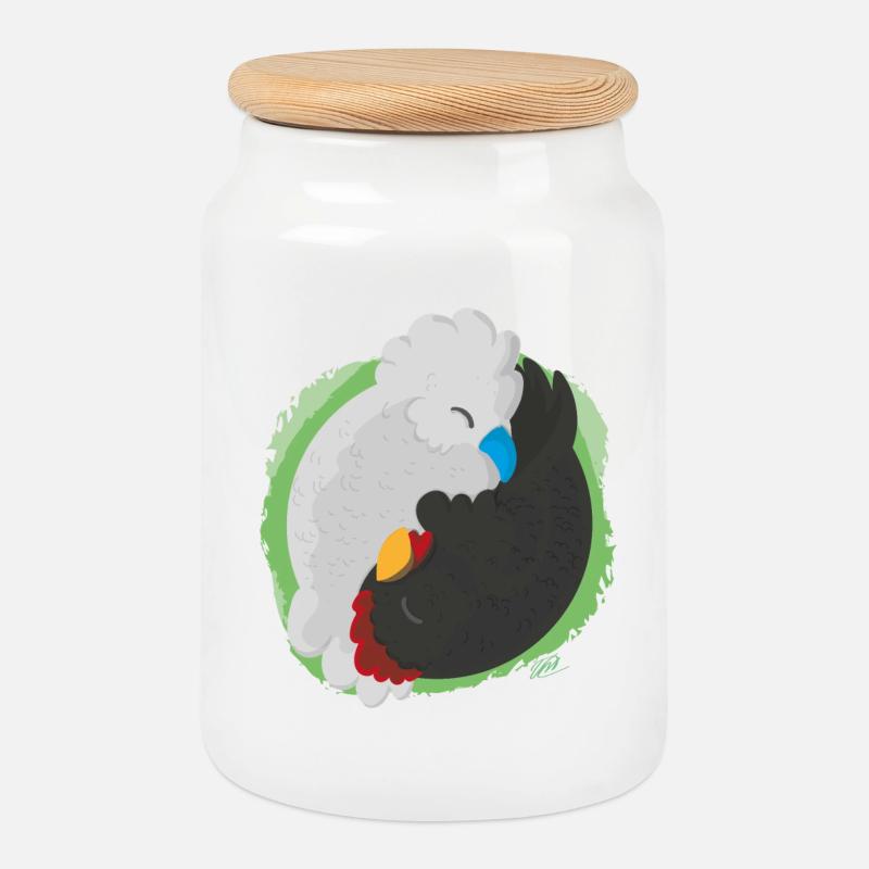 Jing Jang Hühner - Keksdose mit Holzdeckel - Weiß