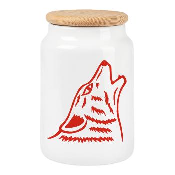 Das Heulen des roten Wolfes - Keksdose mit Holzdeckel - Weiß - Vorne