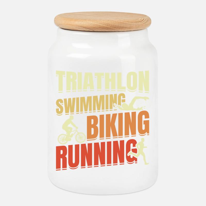 Triathlon Wiederholen - Keksdose mit Holzdeckel - Weiß