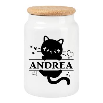 t-shirt Andrea t-shirt cadeau idée chat Katze - Boîte à biscuits avec couvercle en bois - blanc - Devant