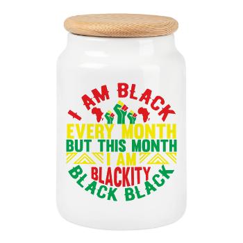 Black Excellence Monthly Celebrations - Cookie Jar with Wooden Lid - white - Front