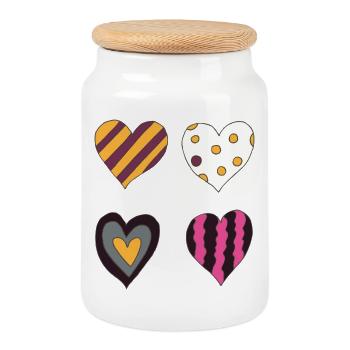 Hearts Variation Quatrième - Boîte à biscuits avec couvercle en bois - blanc - Devant