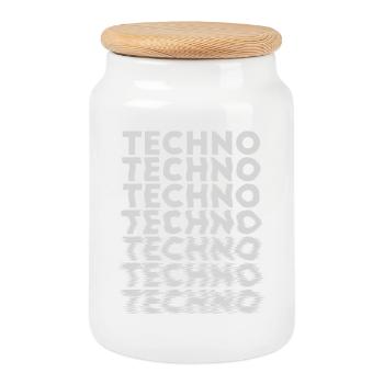 Musique techno art design pour raver, festival EDM - Boîte à biscuits avec couvercle en bois - blanc - Devant