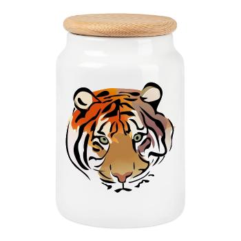 Fascinant portrait de tigre aux lignes abstraites - Boîte à biscuits avec couvercle en bois - blanc - Devant