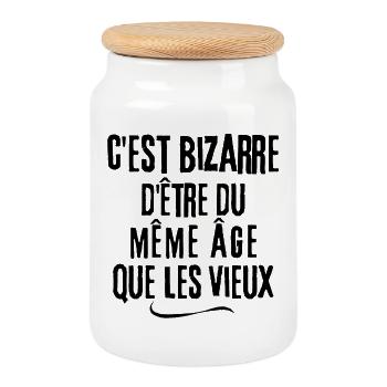 vieux, sénior, personne âgée - Boîte à biscuits avec couvercle en bois - blanc - Devant