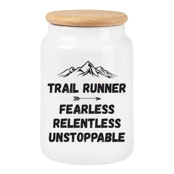 Trail Runner - Intrépide. Implacable. Imparable. - Boîte à biscuits avec couvercle en bois - blanc - Devant