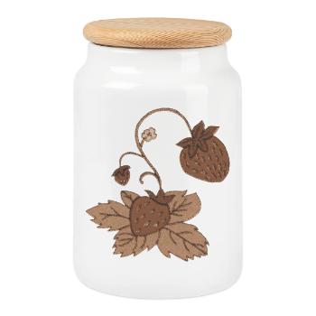 Seiche fraise - Boîte à biscuits avec couvercle en bois - blanc - Devant