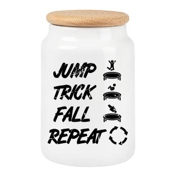 Jump Trick Fall Repeat - Cookie Jar with Wooden Lid - white - Front
