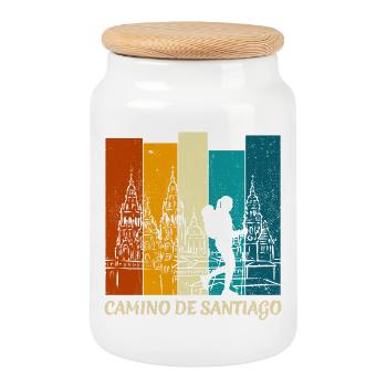 Camino de Santiago Buen Camino - Women - Cookie Jar with Wooden Lid - white - Front