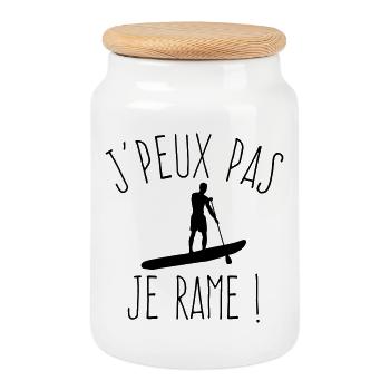 J'peux pas je rame  - Boîte à biscuits avec couvercle en bois - blanc - Devant
