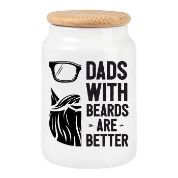 Les papas avec la barbe sont meilleurs - Boîte à biscuits avec couvercle en bois - blanc - Devant
