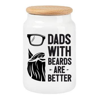 Les papas avec la barbe sont meilleurs - Boîte à biscuits avec couvercle en bois - blanc - Devant