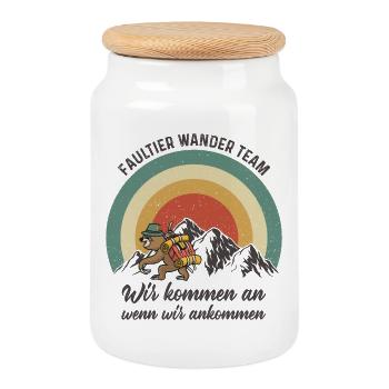 Wandern - Keksdose mit Holzdeckel - Weiß - Vorne