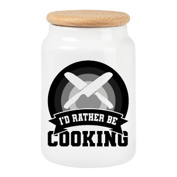 Citation drôle de chef - Boîte à biscuits avec couvercle en bois - blanc - Devant
