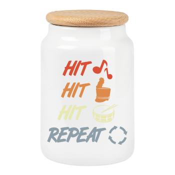 Beat and Repeat - Cookie Jar with Wooden Lid - white - Front