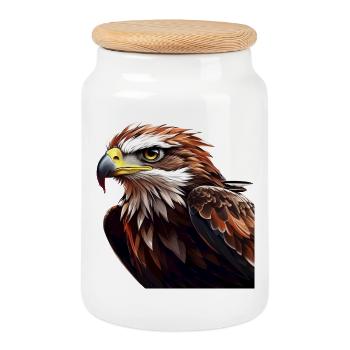 Puissante tête d’aigle - Boîte à biscuits avec couvercle en bois - blanc - Devant