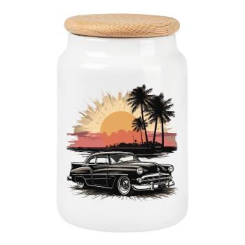 Classic Cars 1950 - Keksdose mit Holzdeckel - Weiß - Vorne