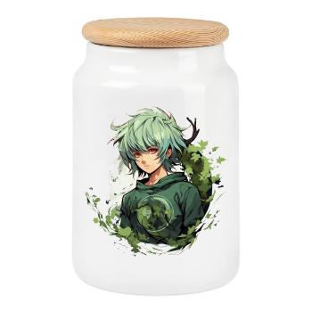 Manga Design - Cookie Jar with Wooden Lid - white - Front