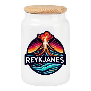 Éruption du volcan Reykjanes en Islande. Volcan - Boîte à biscuits avec couvercle en bois - blanc - Devant